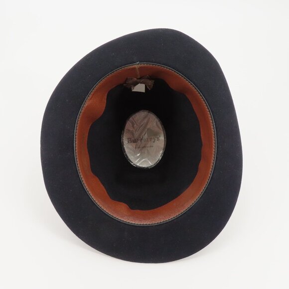 VTG Burberrys Womens Medium M Dark Navy Blue Bowler Derby Hat Made in England main image 8